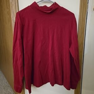 L.L. Bean Womens Cozy Cranberry Red Turtleneck Long Sleeve Top Size 2XL NWOT EX!